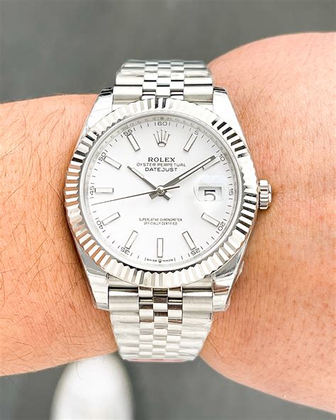 men rolex white watch|Rolex datejust 41mm white dial.